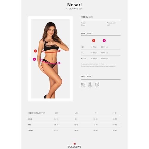 OBSESSIVE - NESARI SET DOS PIEZAS CROTCHLESS XL/XXL