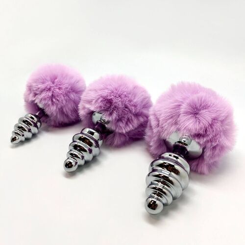 ALIVE - ANAL PLEASURE PLUG ESPIRAL METAL POMPON VIOLETA TALLA S