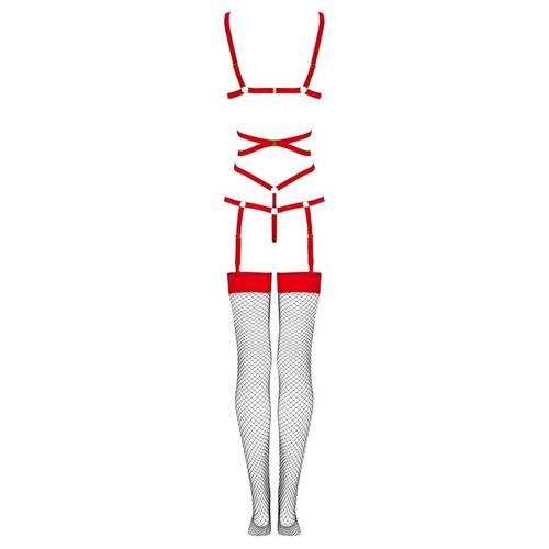 LIVCO CORSETTI FASHION - THIARA LC 20213 SET BODY + MEDIAS ROJA L/XL