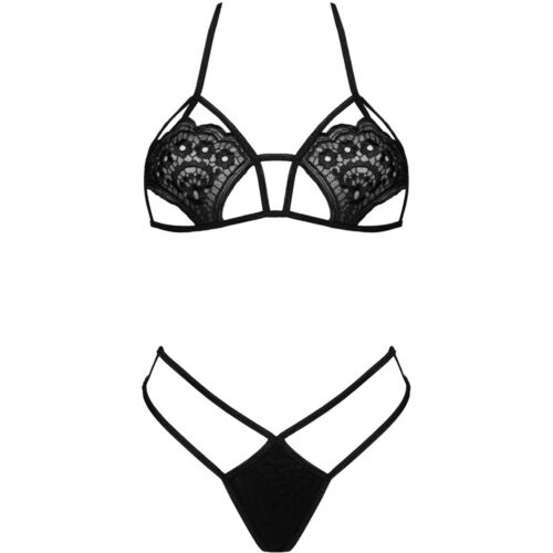 LIVCO CORSETTI FASHION - JIMENA LC 20216 SUJETADOR + TANGA NEGRO TALLA ÚNICA