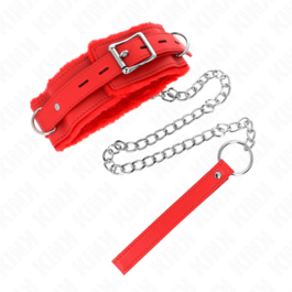 KINK - HALSBAND MIT LEINE 65 CM MIT EINSCHRÄNKUNGEN ROT 36-42 CM X 5,5 CM