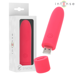 INTENSE - SYMONE  USB WIBRACYJNA KULA 8 WIBRACJI CZERWONA 10 X 2,2 CM