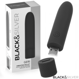 BLACK & SILVER - GERI USB WIBRACYJNY KULA ŁADOWALNY 8 WIBRACJI CZARNY 10 X 2,2 CM