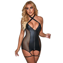 SUBBLIME - 954444 VESTIDO SEXY DE MALHA COURO PRETO S/M