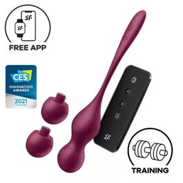 SATISFYER - LOVE BIRDS VARY WIBRUJACE KULKI BEZPLATNA APLIKACJA WINE RED