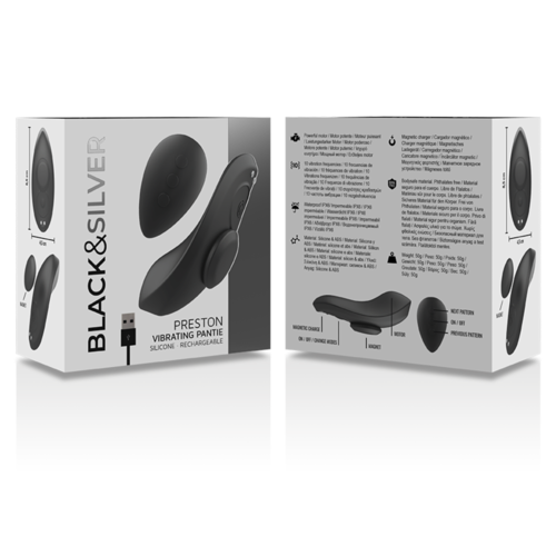 BLACK&SILVER - PRESTON PANTIE MAGNÉTICO VIBRADOR SILICONA REMOTO