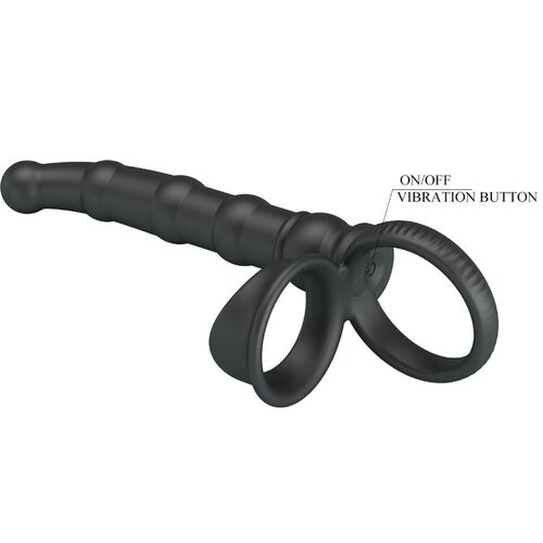 PRETTY LOVE - TATUM ANILLO VIBRADOR PENE CON PLUG 10 VIBRACIONES NEGRO