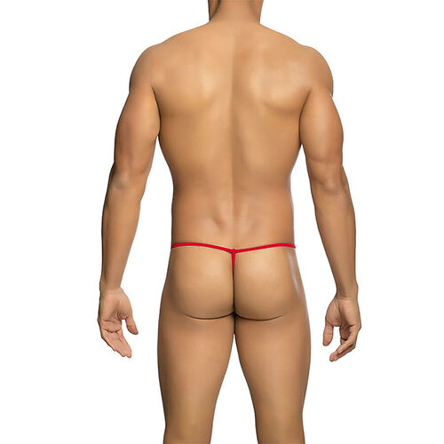 MOB - TANGA TRANSPARENTE CON FORMA DE T ROJO TALLA S/M