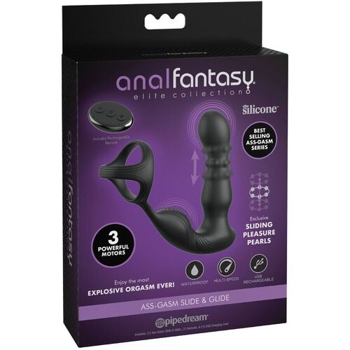 ANAL FANTASY ELITE COLLECTION - ANILLO Y MASAJEADOR ANAL VIBRADOR CON CONTROL REMOTO
