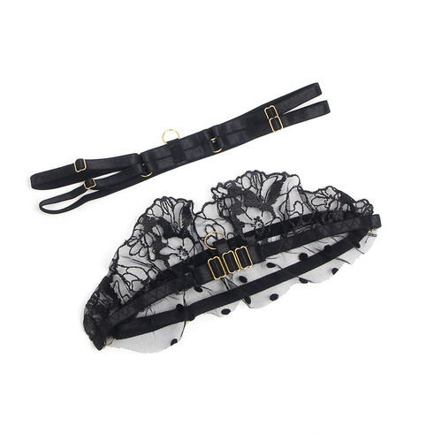 SUBBLIME - 957490 CONJUNTO SUJETADOR Y LIGA DE ENCAJE NEGRO L/XL