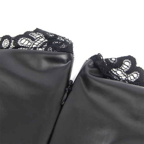 SUBBLIME - 957551 VESTIDO DE CUERO CON CUELLO DE ENCAJE NEGRO L/XL