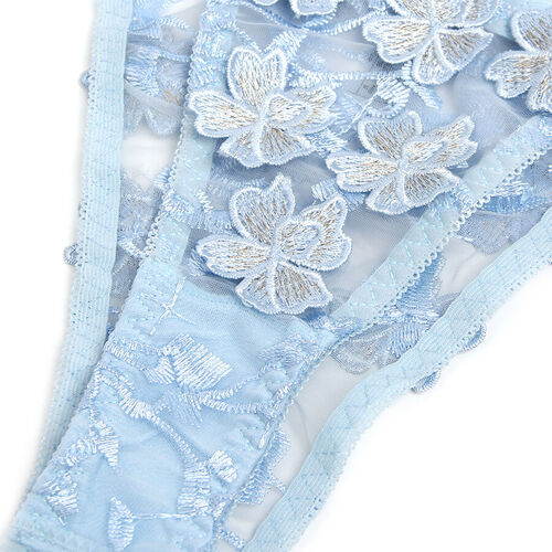 SUBBLIME - 957636 CONJUNTO SUJETADOR Y PANTIES CON BORDADOS DE FLORES CELESTE L/XL