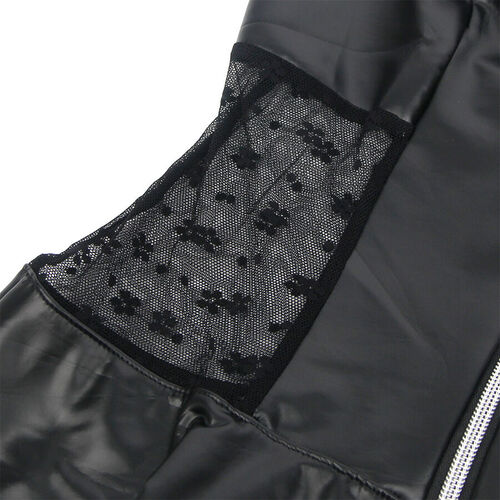 SUBBLIME - 957711 VESTIDO DE CUERO CON CREMALLERA Y ENCAJE NEGRO L/XL