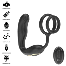IBIZA - WIGGLE PLUG ANAL ROTADOR CONTROL REMOTO CON VIBRO-PERINEO Y ANILLAS POTENCIADORAS DE PENE