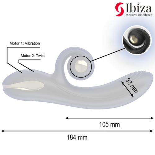 IBIZA - VIBRADOR TWISTER CON ESTIMULADOR CURVE Y VIBRO-ROTACIÓN