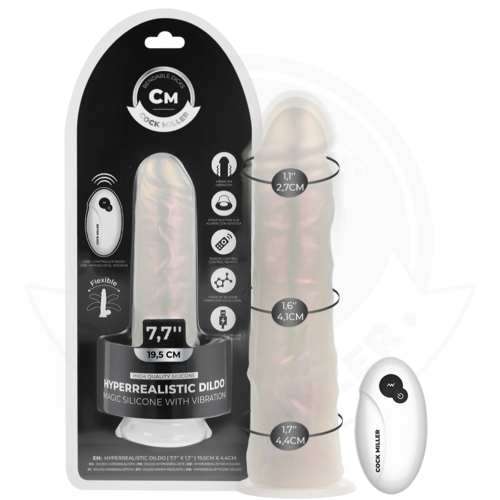 COCK MILLER - DILDO SILICONA 19,5 CM , LUCES Y VIBRACIÓN CON CONTROL REMOTO