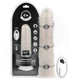 COCK MILLER - DILDO COM VENTOSA, LUZES E VIBRAÇÃO COM CONTROLE REMOTO BRANCO 21,5 CM