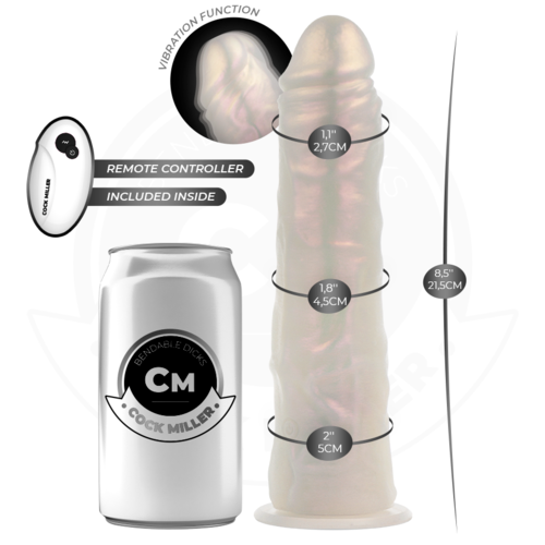 COCK MILLER - DILDO SILICONA 21,5 CM CM , LUCES Y VIBRACIÓN CON CONTROL REMOTO