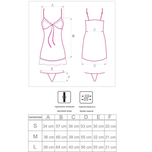 LIVCO CORSETTI FASHION - LUISE 1710 BABYDOLL + TANGA NEGRO XL