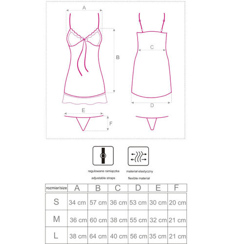 LIVCO CORSETTI FASHION - HYEONA 1710 BABYDOLL + TANGA ROSA L