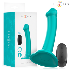 INTENSE - VIBRADOR KATIE COM VENTOSA 10 VIBRAÇÕES CONTROLE REMOTO AZUL