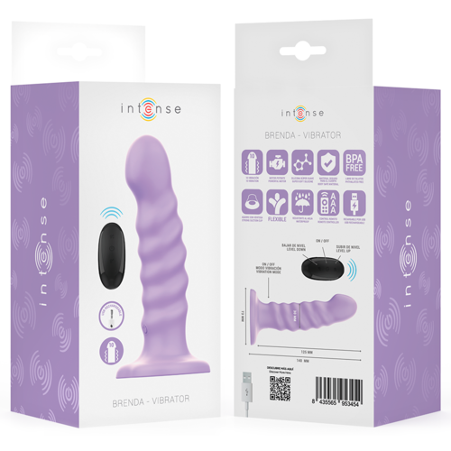 INTENSE - BRENDA VIBRADOR TALLA M DISEÑO EN ESPIRAL 10 VIBRACIONES MORADO CONTROL REMOTO