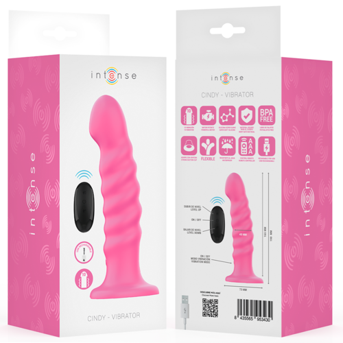 INTENSE - CINDY VIBRADOR TALLA L DISEÑO EN ESPIRAL 10 VIBRACIONES ROSA CONTROL REMOTO