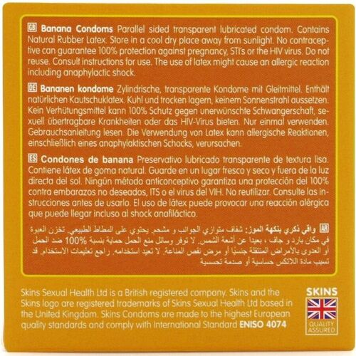SKINS - PRESERVATIVOS PREMIUM SABOR PLÁTANO PACK 4