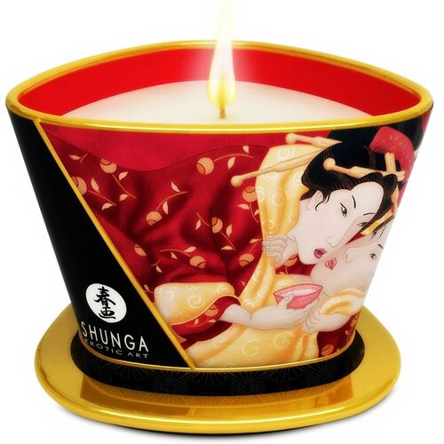 SHUNGA MINI CARESS BY CANDELIGHT VELA MASAJE FRESAS Y CAVA 170ML