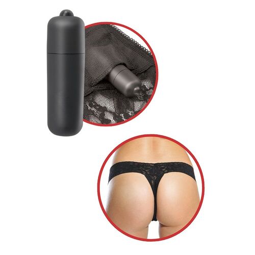 FETISH FANTASY TANGA DE ENCAJE NEGRO CON VIBRADOR