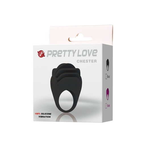 PRETTY LOVE CHESTER ANILLO VIBRADOR NEGRO