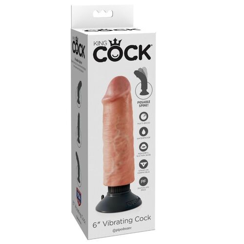 DILDO VIBRADOR KING COCK 15.24 CM NATURAL