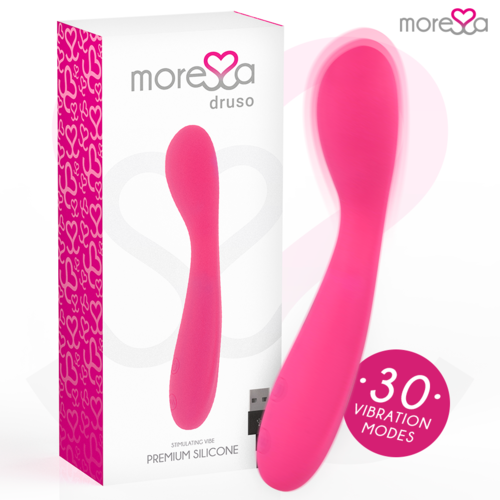 MORESSA - DRUSO MASAJEADOR DUO PUNTO G Y SUERO PELVICO PREMIUM SILICONE RECARGABLE