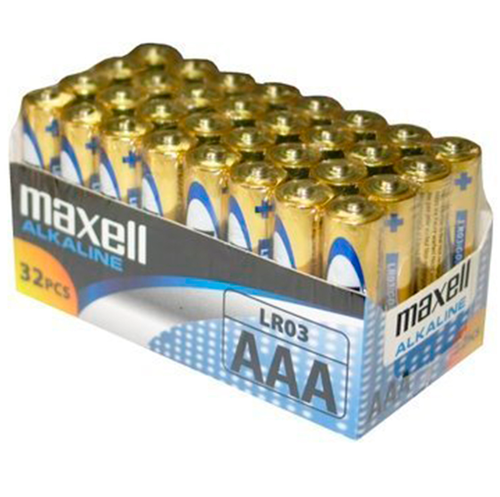 MAXELL PILA ALCALINA AAA LR03 PACK*32 PILAS