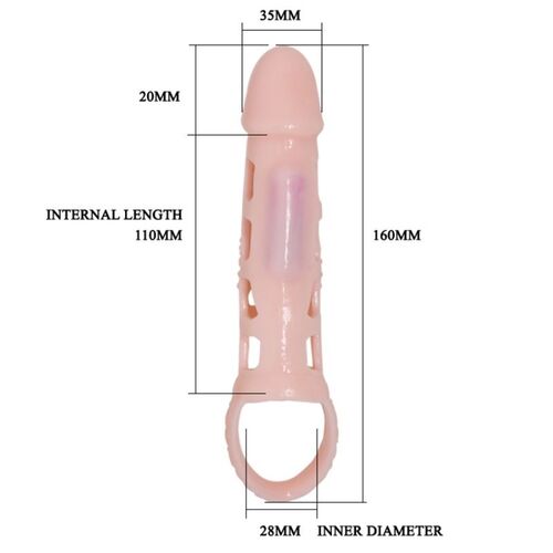 BAILE FUNDA EXTENSORA PENE CON VIBRACION Y STRAP NATURAL 13.5 CM