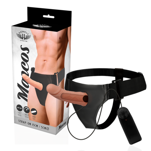 HARNESS ATTRACTION - ÁRNES HUECO MARCOS  CON VIBRADOR 15 X 5 CM