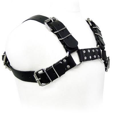 LEATHER BODY BLACK BULL DOG HARNESS