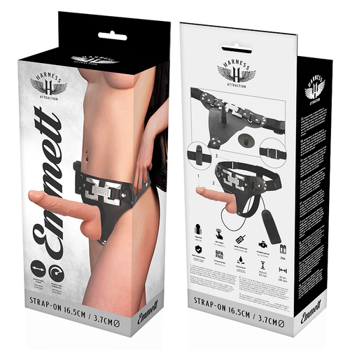 HARNESS ATTRACTION ÁRNES EMMETT REALISTICO VIBRADOR 16.5  X 3.7CM