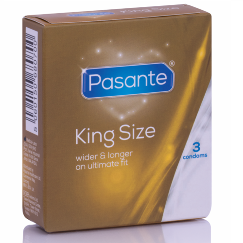 PASANTE PRESERVATIVOS KING MÁS LARGOS Y ANCHOS  3 UNIDADES