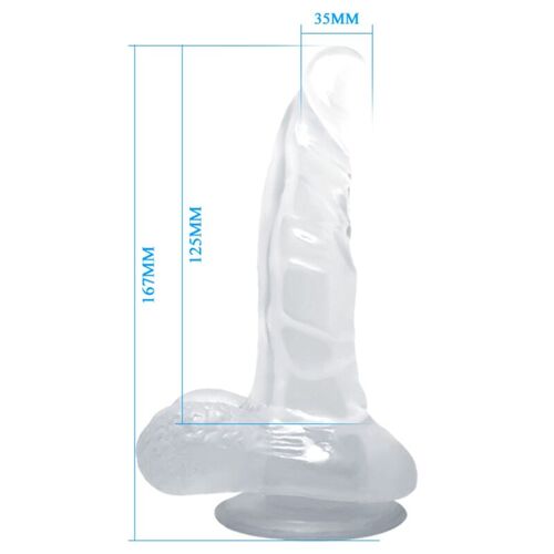 BAILE - DILDO REALÍSTICO CON VENTOSA Y TESTÍCULOS 16.7 CM TRANSPARENTE