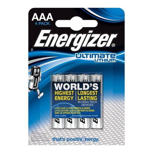 ENERGIZER ULTIMATE LITHIUM PILA LITIO AAA L92 LR03 1,5V BLISTER*4