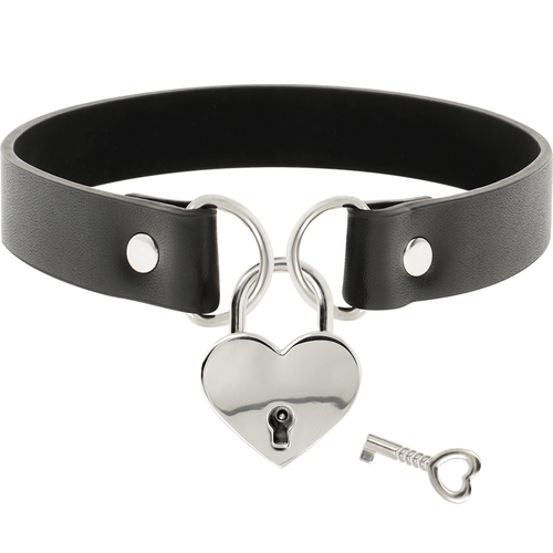 COQUETTE CHIC DESIRE COLLAR CUERO VEGANO ACCESORIO CORAZÓN CON LLAVE