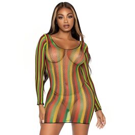 LEG AVENUE - ONE SIZE NET MINI JURK MET DREADLOCKS