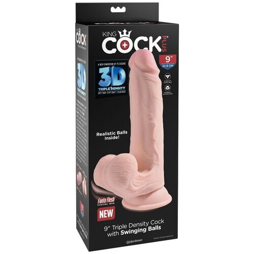 KING COCK - PLUS 3D DILDO SWINGING BALLS 20.3 CM