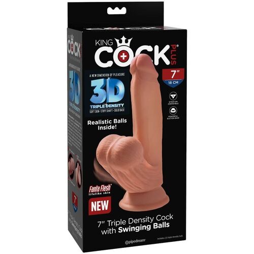 KING COCK - PLUS 3D DILDO SWINGING BALLS 15.2 CM