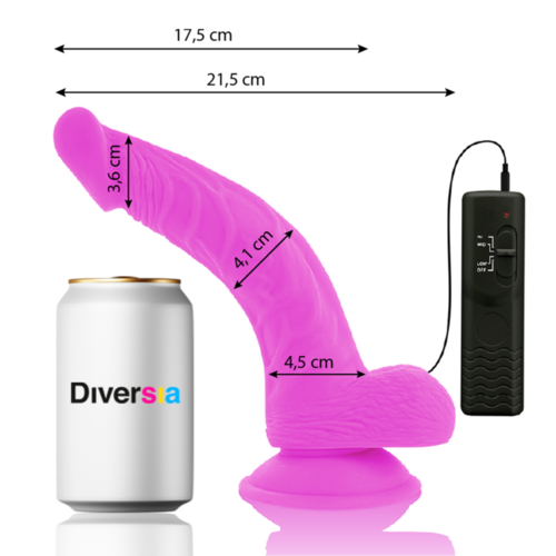 DIVERSIA - DILDO FLEXIBLE CON VIBRACION 21.5 CM - LILA