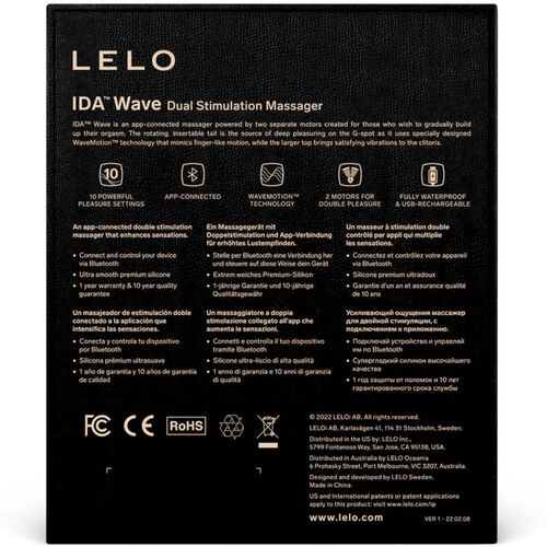 LELO IDA WAVE MASAJEADOR PAREJAS CORAL