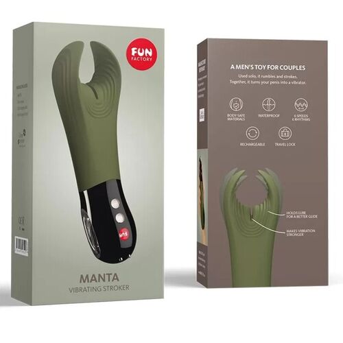 FUN FACTORY - MANTA MASTURBADOR VIBRADOR DEEP MOSS GREEN & BLACK