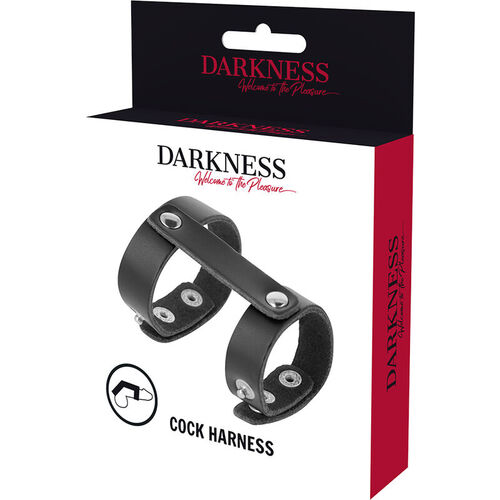 DARKNESS - ANILLO PENE Y TESTÍCULOS AJUSTABLE LEATHER