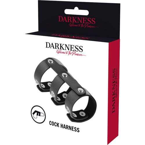 DARKNESS ANILLO DOBLE PENE Y TESTICULOS AJUSTABLE LEATHER